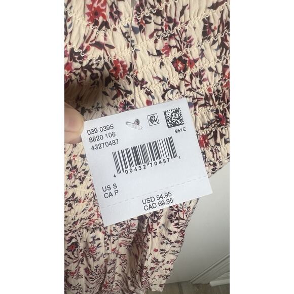 American Eagle AE Bella Bubble Pink Floral Spaghetti Strap Mini Dress Small NEW - Picture 10 of 13